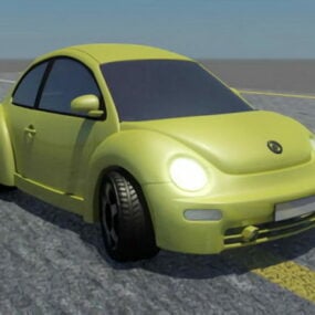 Lime Volkswagen Beetle Car 3d malli