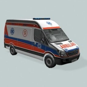 Τρισδιάστατο μοντέλο φορτηγού ασθενοφόρου Low Poly