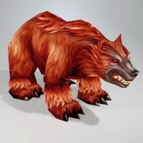 Low Poly Rozzlobený medvěd postava 3D model