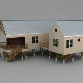 Modelo 3d de casa de campo rural
