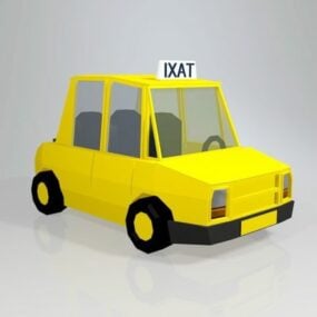 Modelo 3d de carro de táxi de desenho animado Low Poly