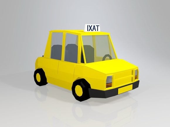 Coche de taxi de dibujos animados de baja poli