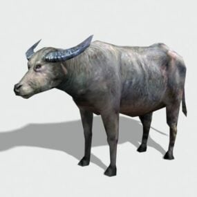 Modelo 3D realista de búfalo de água