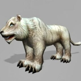 vit tiger Lowpoly Djur 3d-modell