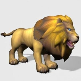 Мужской лев Lowpoly 3д модель животного