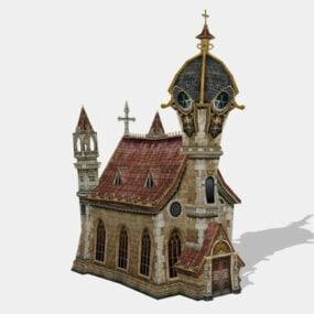 Medieval Cathedral Game Building 3d model