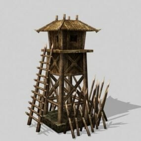 Mô hình 3d Tháp canh gỗ thời trung cổ