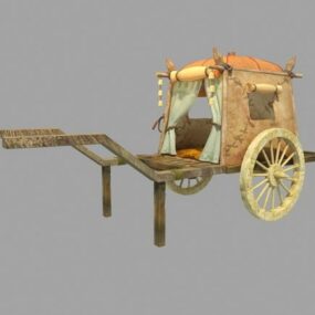 Vintage Ortaçağ At Arabası 3D model