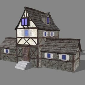 3D model starověkého středověkého domu