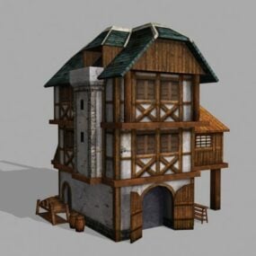نموذج ثلاثي الأبعاد لمنزل الحانة في العصور الوسطى