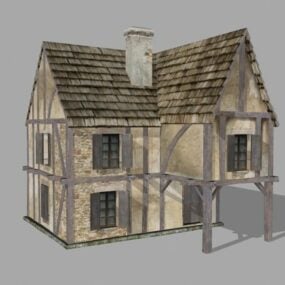 مدل سه بعدی خانه روستای باستانی قرون وسطی