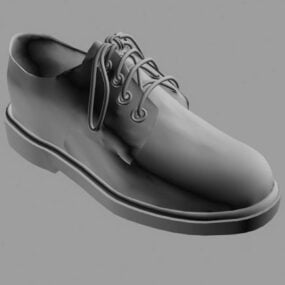 Man Black Leather Shoe 3d model
