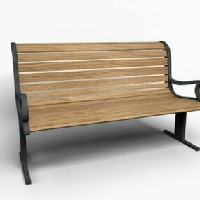 Metal Wood Outdoor Bench Chair 3d model