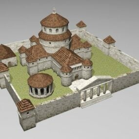 Modello 3d della costruzione della cattedrale medievale