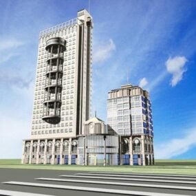 Modern Highrise Hotel Commercial 3d-modell