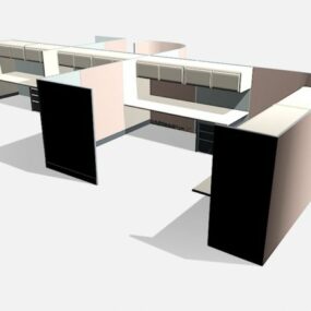 Modello 3d di mobili per cubicoli per ufficio moderni