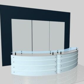 Office Reception Desk Curved Shape 3d model