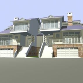 Modern Terrace House Building 3d model