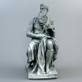 Bronze Moses Statue Sculpture 3d model