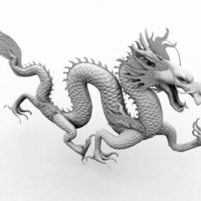 Mytisk kinesisk drakestaty 3d-modell