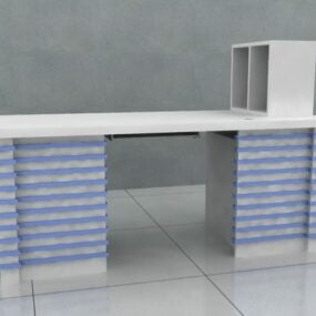 带椅子和台灯的现代办公桌3d模型