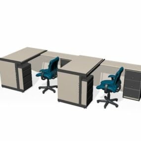 Office Desk With Under Cabinet 3d model
