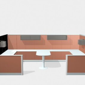 Modelo 3d de móveis para estação de trabalho para cubículo de escritório