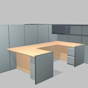 Modelo 3d de móveis divisórios para estação de trabalho de cubículo de escritório