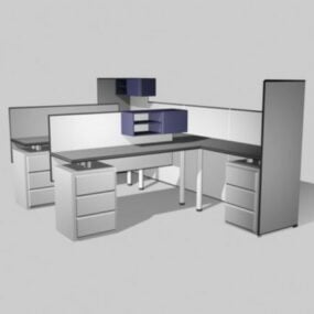 Estações de trabalho de módulo de cubículos de escritório Modelo 3D