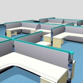 Conjunto de estação de trabalho para cubículo de móveis de escritório modelo 3d