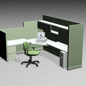 Boss skrivebord med stolemøbler 3d-model