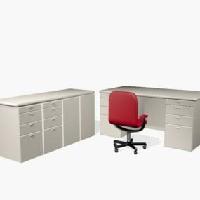 Office Desk Cabinet With Storage 3d model