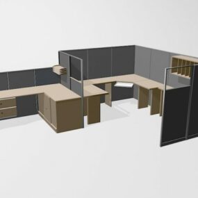 3д модель офисной мебели, кабинета, рабочего пространства