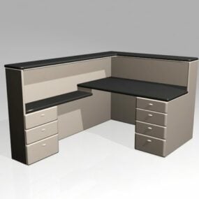 कार्यालय फर्नीचर रिसेप्शन डेस्क एल आकार 3डी मॉडल