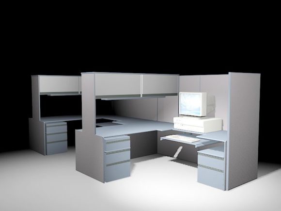 Office Workspace Cubicle With Storage Cabinet