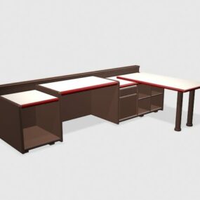 Espace de travail de bureau avec bureau modèle 3D