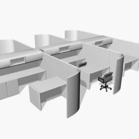 Office Workspace Furniture Set 3d model