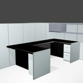 Office Workstation Cubicle With Partitions 3d model