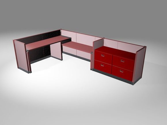 Office Workstation Desk Red Color