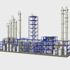Usine de raffinerie de pétrole modèle 3D