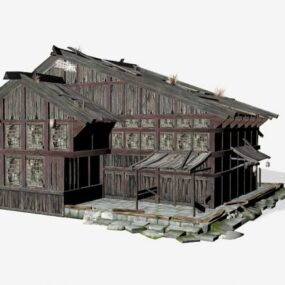 Model 3D starego opuszczonego domu zniszczonego