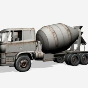 Camion malaxeur à béton rustique modèle 3D