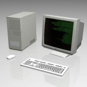 โมเดล 3 มิติคอมพิวเตอร์เดสก์ท็อป Crt เก่า