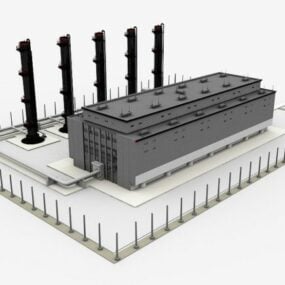 مدل سه بعدی ساختمان صنعتی کارخانه قدیمی