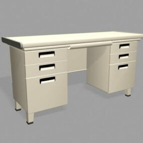 Office Computer Desk With Drawers 3d model