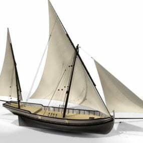 Eski Küçük Yelkenli Gemi 3d modeli