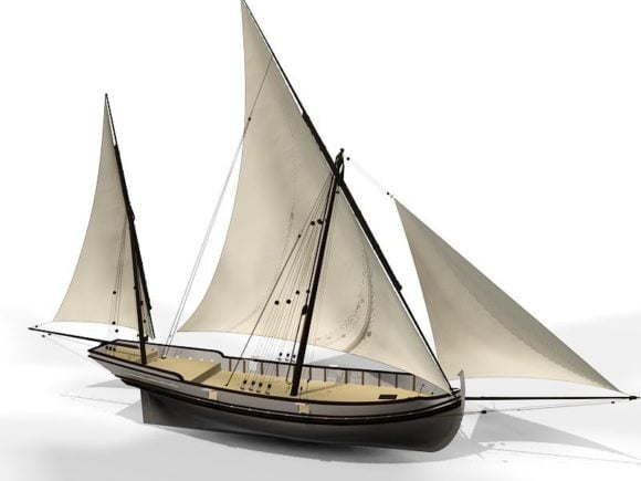 سفينة شراعية صغيرة قديمة