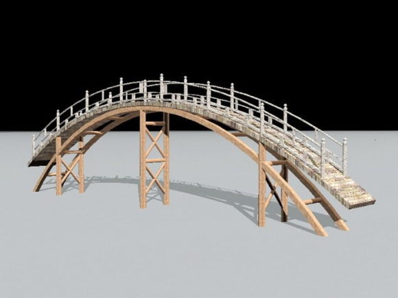 Vecchio ponte di legno curvo