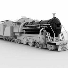 Old Steam Locomotive Train 3d model