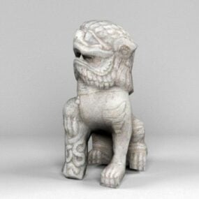 Vecchio modello 3d della statua del leone di pietra